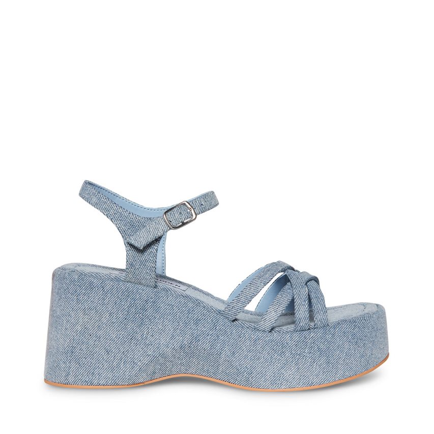 Sandalias de Plataforma Steve Madden Crazy30 Denim Fabric Mujer Azules | ES AM4692